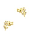 Crystal Leaf Silver Stud Earring STS-6568